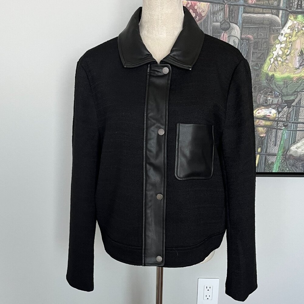 NWT Kenneth Cole Black w/Faux Leather Bomber Jacket XL